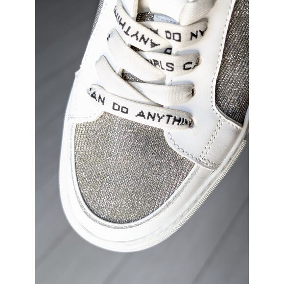 Zadig & Voltaire ZV1747 High Flash Sneakers Women’s Sz 7 White Metallic Leather - Picture 11 of 12